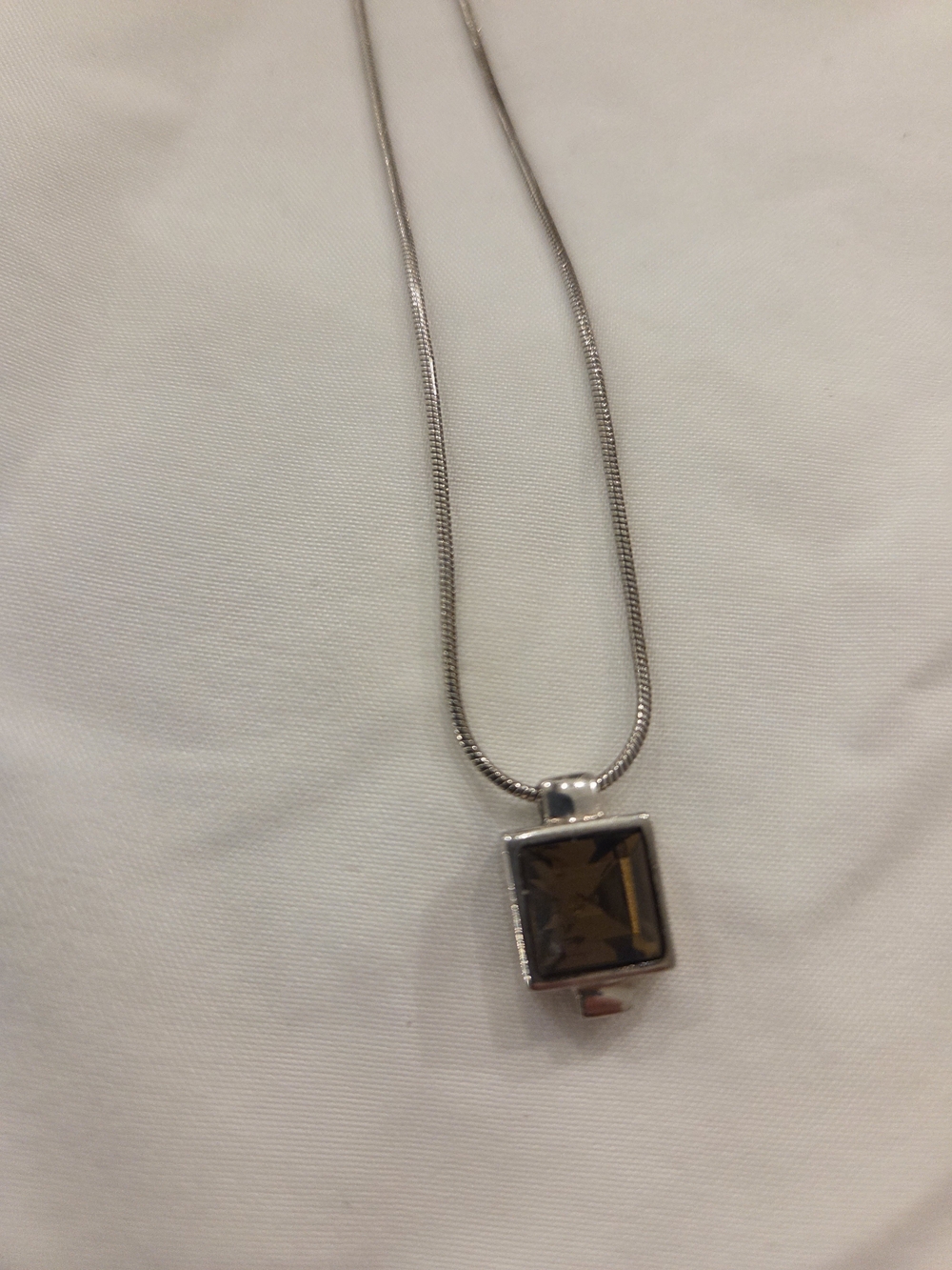 Sterling Silver Brown Gemstone Pendant Necklace - Unbranded